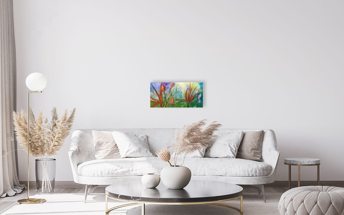 Original New Zealand artwork of beach flowers , abstract colours