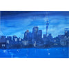 Blue scarf with Auckland  night skyline sketch 
