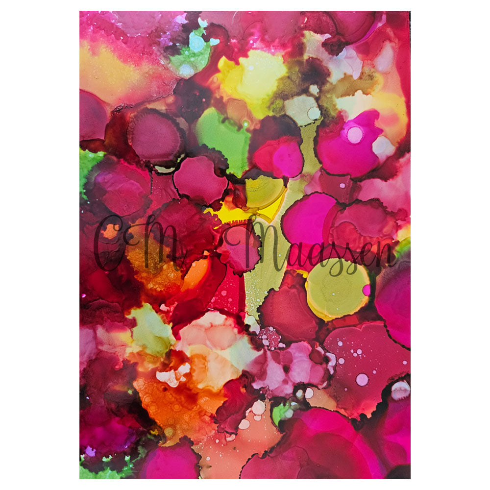Colorful abstract design with a signature in the center on a white background