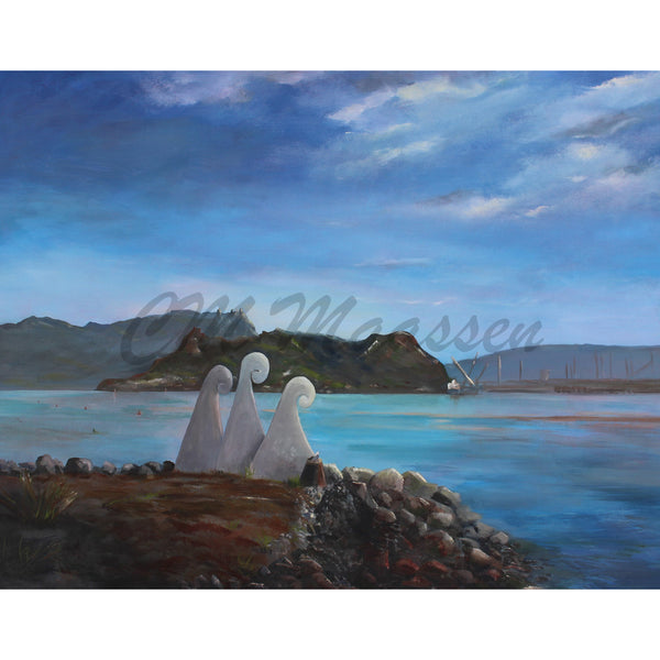 Christina Maassen Three Sisters painting , mount mania , bream bay
