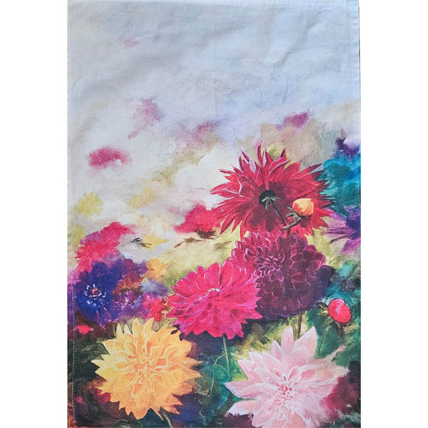 Colourful Floral Teal Towel designed from original artworks