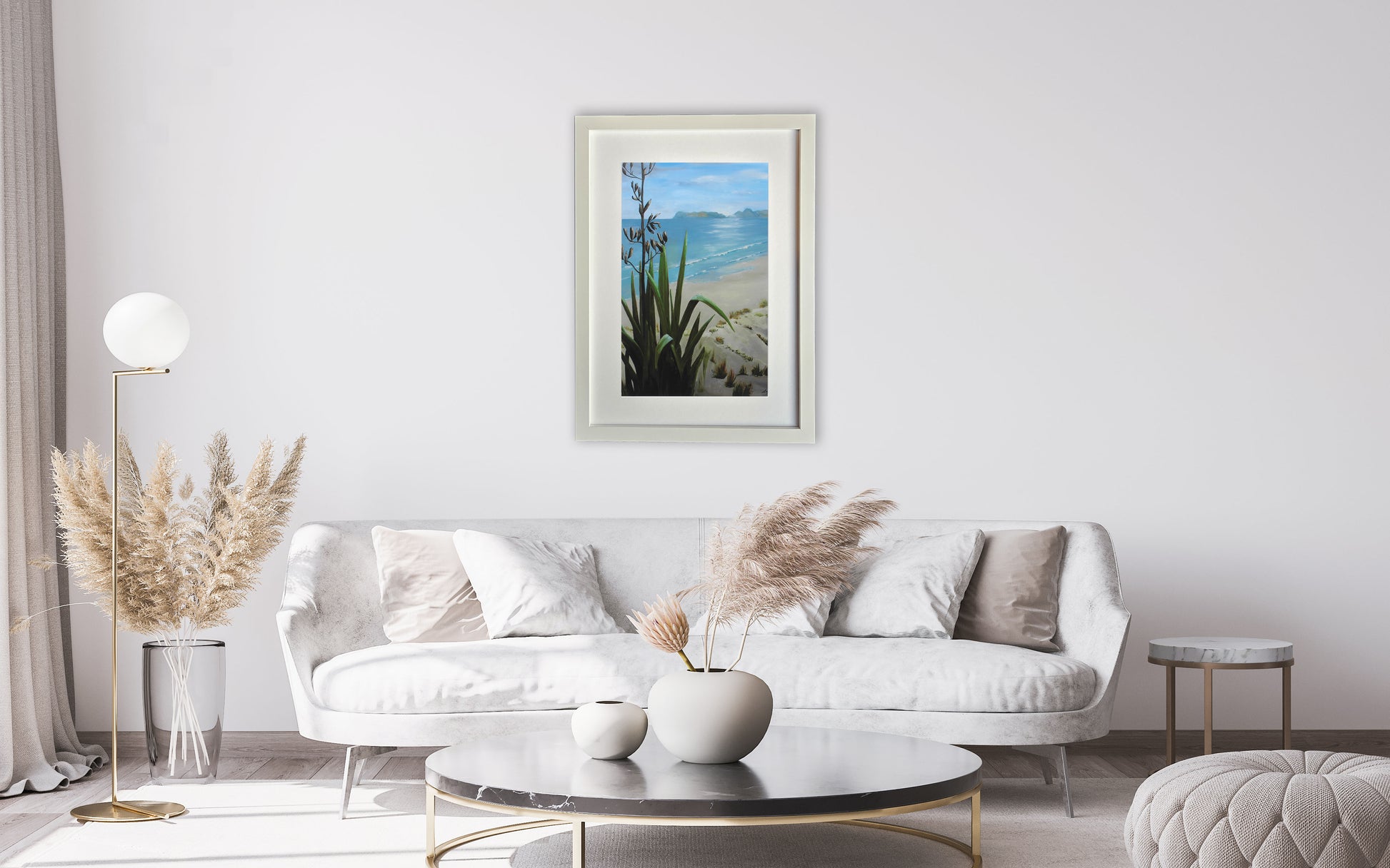 Flax plant by the beach in New Zealand painting A3