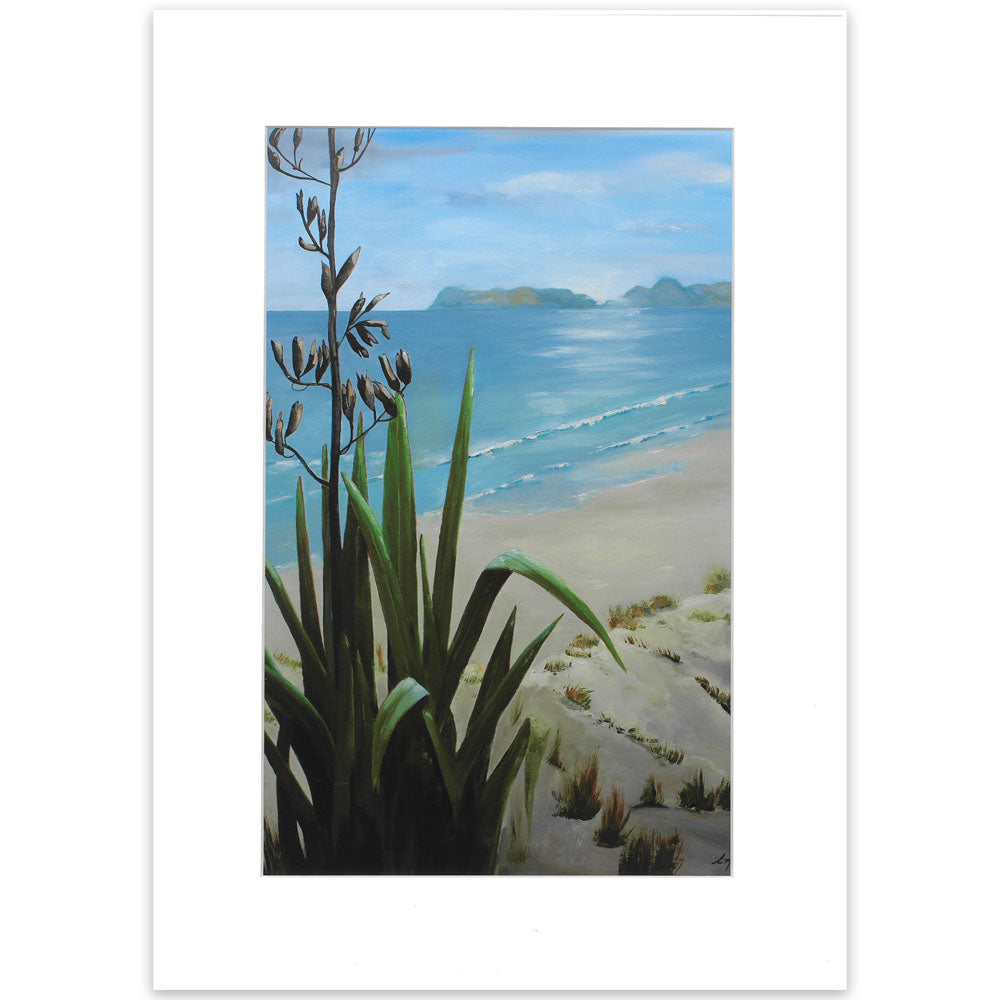 Flax plant by the beach in New Zealand painting