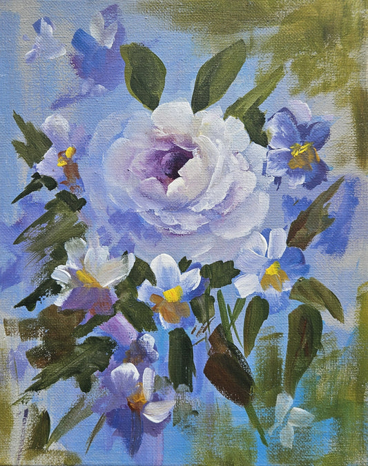 Small Original Heritage Rose Painting #11