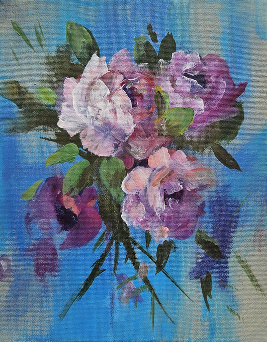 Small Original Heritage Rose Painting #12