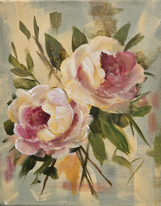 Small Original Heritage Rose Painting #14