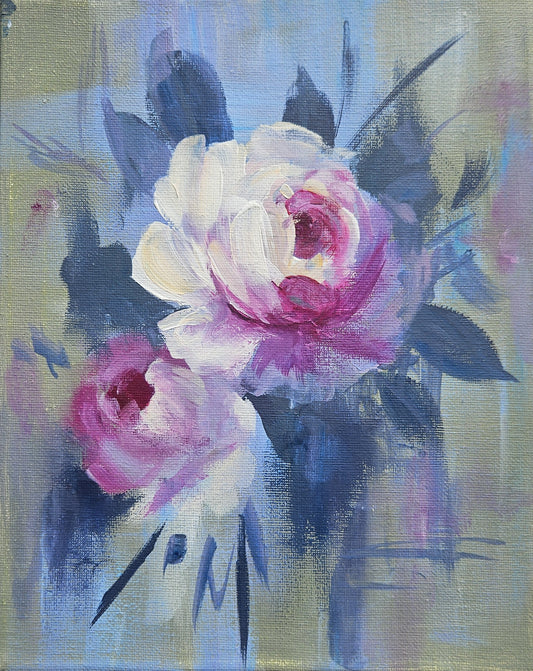 Small Original Heritage Rose Painting #15