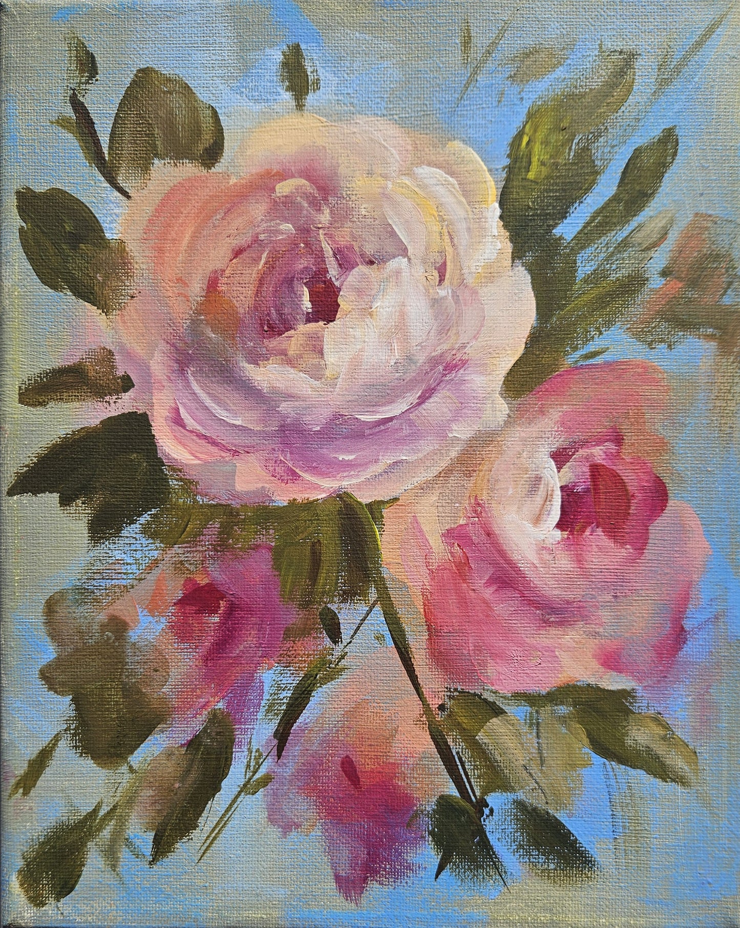 Small Original Heritage Rose Painting #16