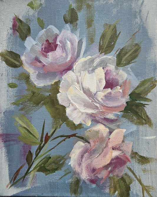 Small Original Heritage Rose Painting #17