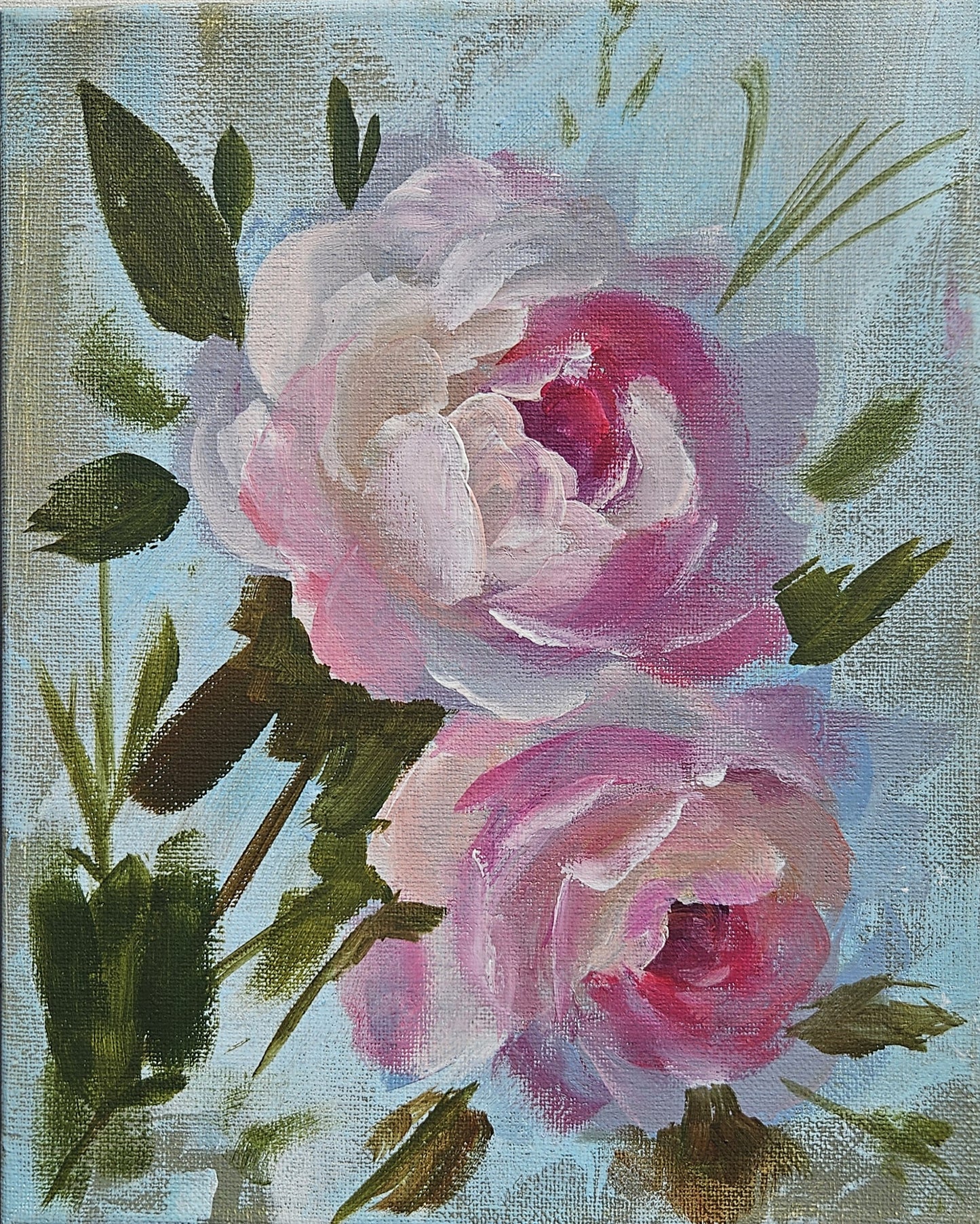 Small Original Heritage Rose Painting #19