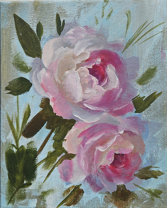 Small Original Heritage Rose Painting #19