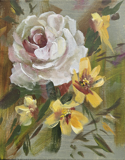 Small Original Heritage Rose Painting #20