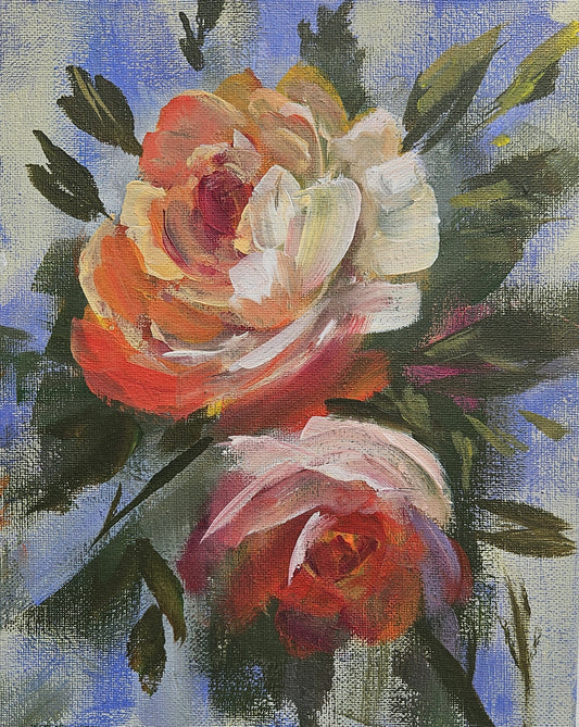 Small Original Heritage Rose Painting #22