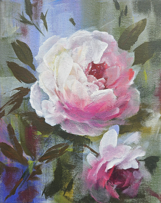 Small Original Heritage Rose Painting #25