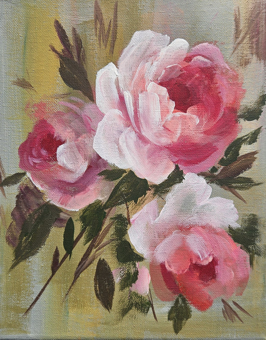 Small Original Heritage Rose Painting #26