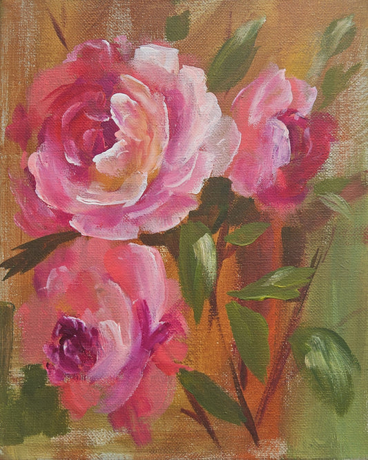 Small Original Heritage Rose Painting #29