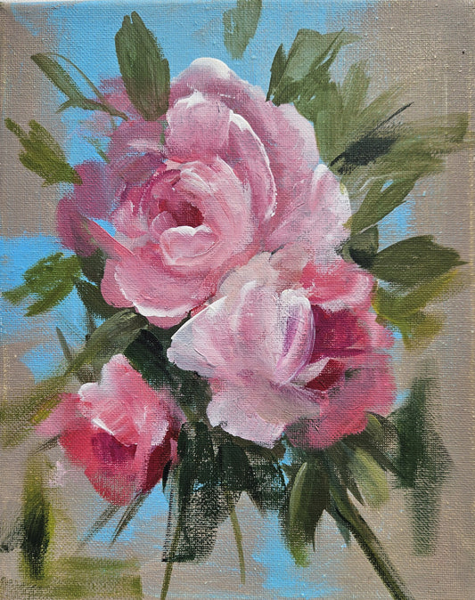 Small Original Heritage Rose Painting #3