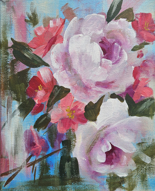 Small Original Heritage Rose Painting #30