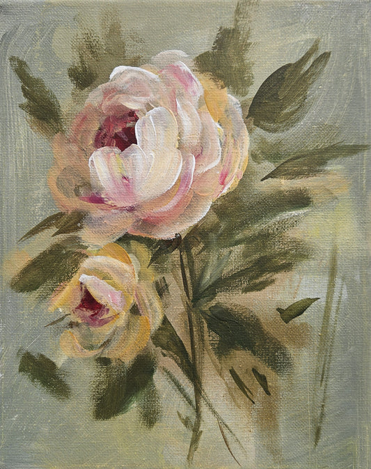 Small Original Heritage Rose Painting #4