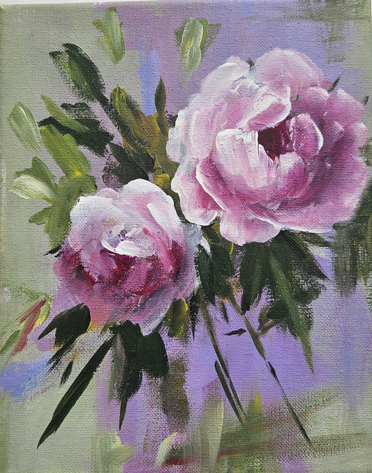 Small Original Heritage Rose Painting #5