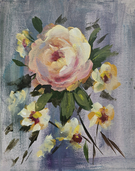 Small Original Heritage Rose Painting #6