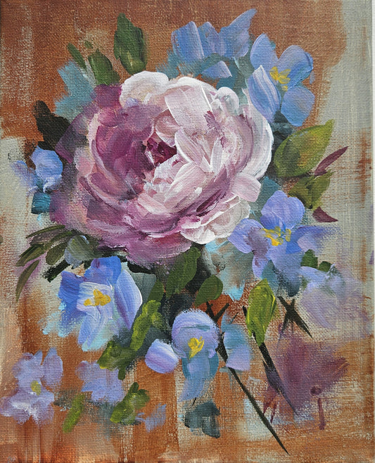 Small Original Heritage Rose Painting #9