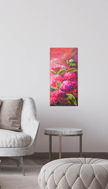 Hydrangea painting on wall