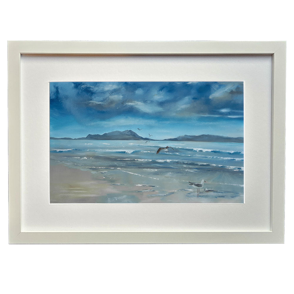 A stormy painting of the beach and sea at bream bay