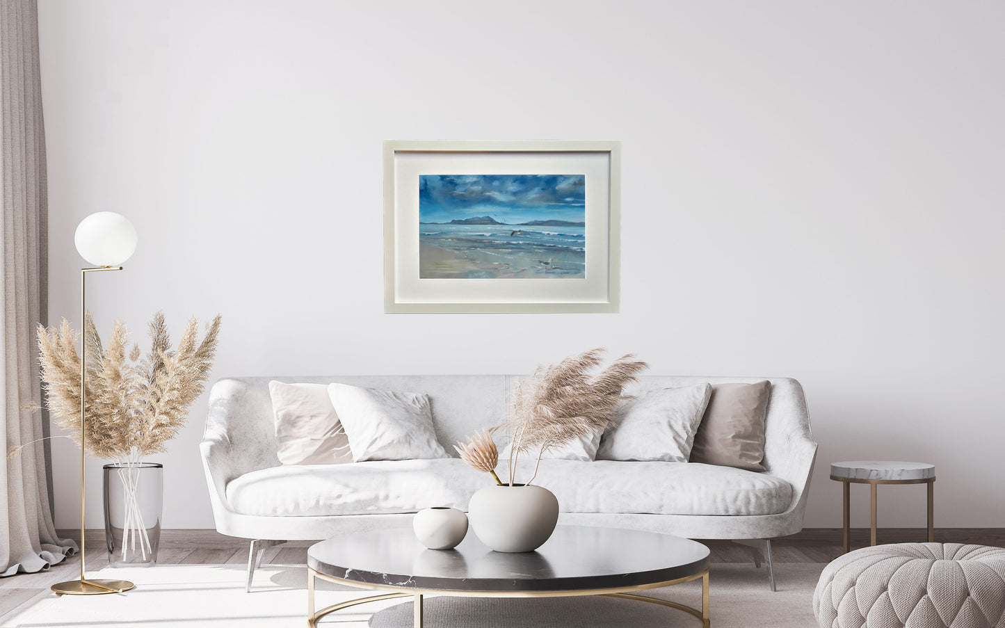 A stormy painting of the beach and sea at bream bay