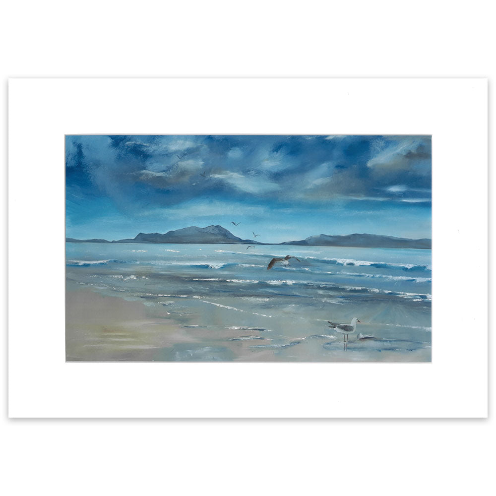 A stormy painting of the beach and sea at bream bay