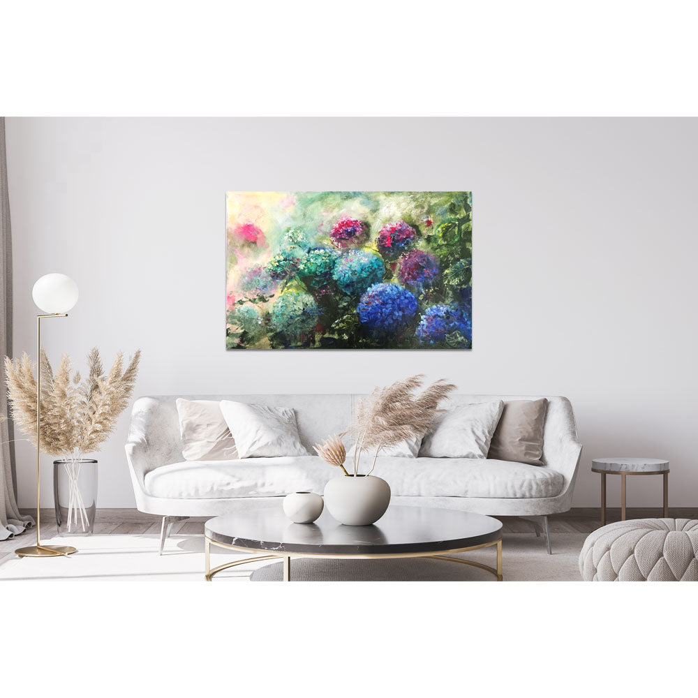 Blue and Red hydrangeas painting