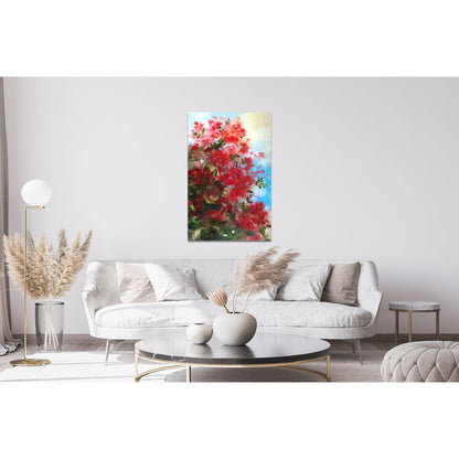 Red New Zealand Flower Painting on Wall