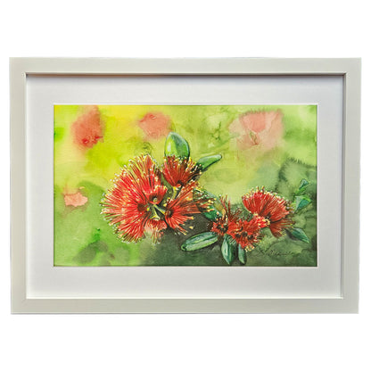 Pohutakawa Mounted Print  in frame