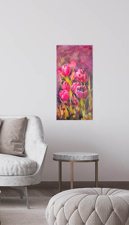 Tulip painting on wall