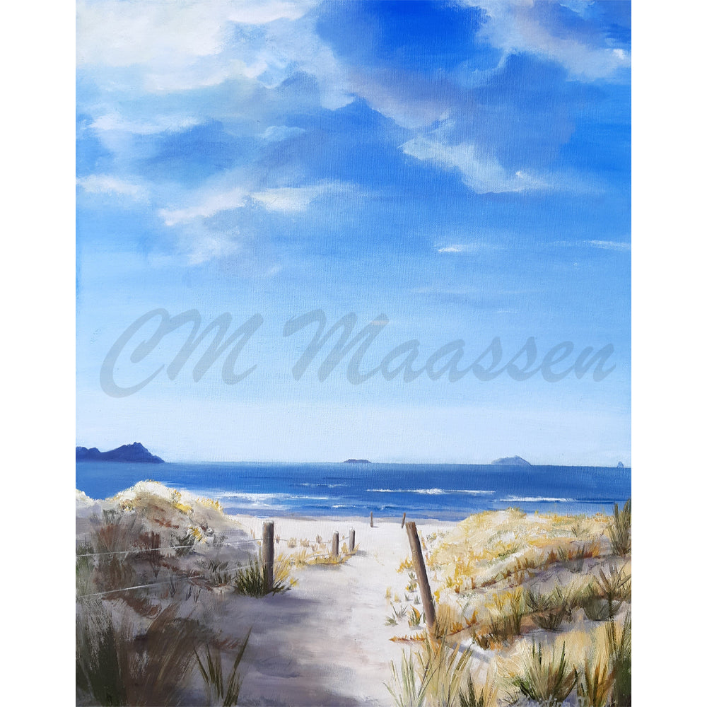 Beach Walking time at Ruakaka, oil on canvas original painting