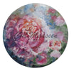 Blushing Beauty Round oil on canvas artwork, rose flower