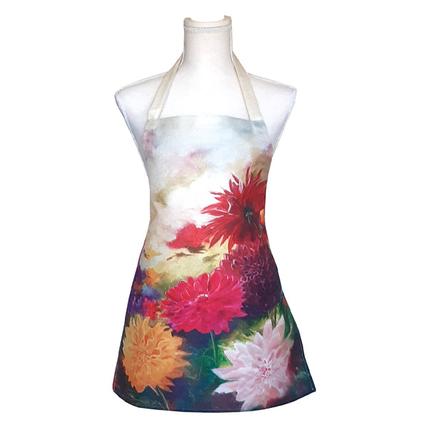 Floral printed linen apron 