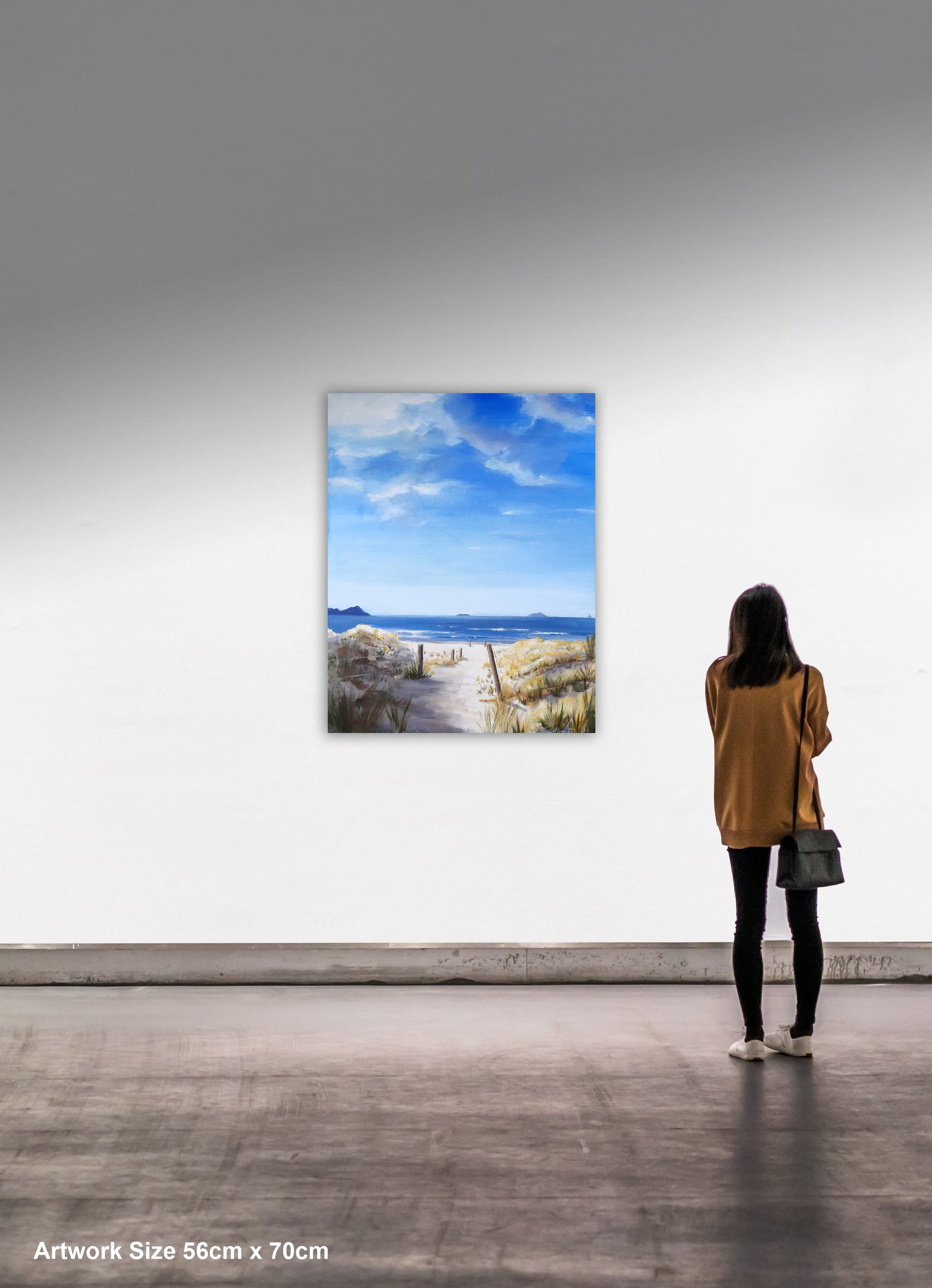 Beach Walking time at Ruakaka, oil on canvas original painting