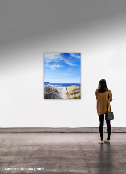 Beach Walking time at Ruakaka, oil on canvas original painting