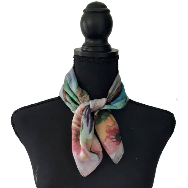 Colourful floral scarf with flowers and birds design