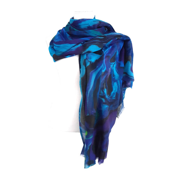 Blue Paua shell print merino scarf