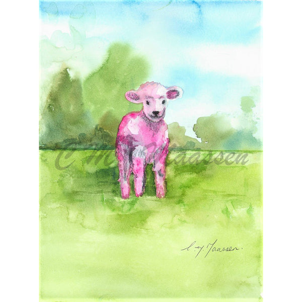 Pink Lamb Card by Christina Maassen 