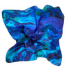 Blue marble design paua inspired silk neck scarf