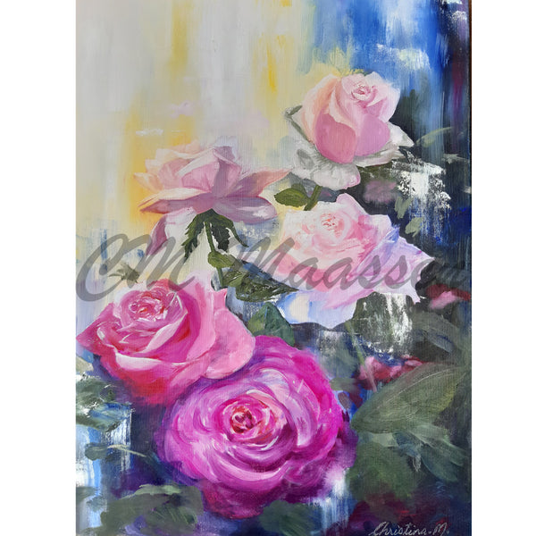 rose acrylic paint original canvas artwork by Christina Maassen